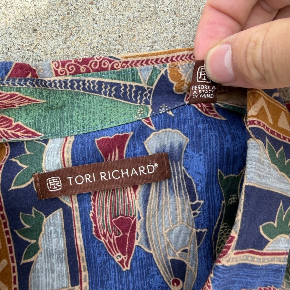 Tori Richard | Hawaiian Shirt Vintage Vibe Sea Turtle Fish Multicolor Mens 2XL - Picture 8 of 13